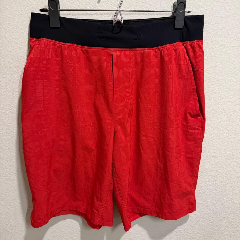 Lululemon T.H.E. Short 20th Anniversary Limited Edition Red Slogan Print Men’s M
